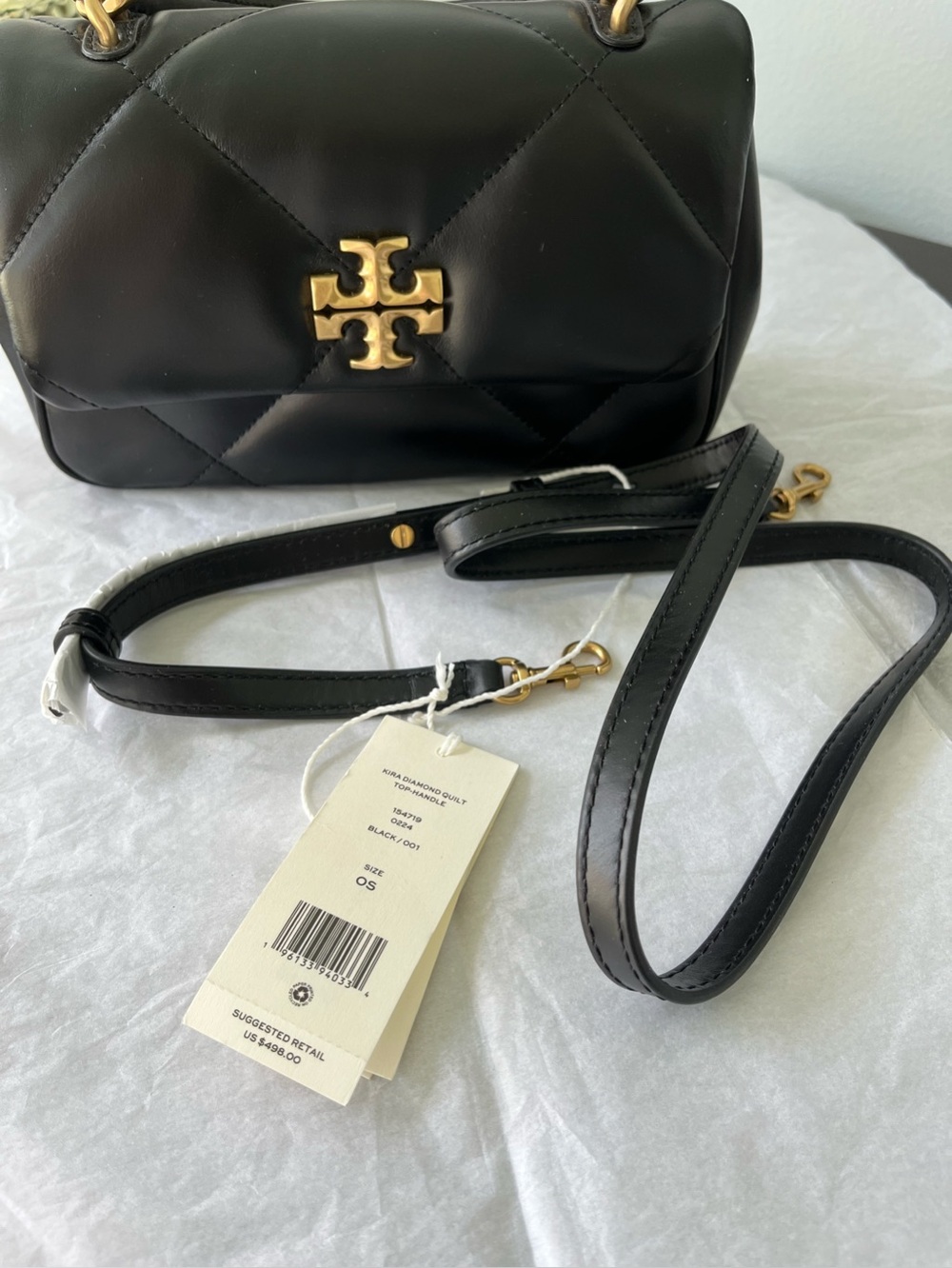 Tory Burch Black Quilted Leather Top-Handle Satchel with Gold Hardware - Picture 10 of 14